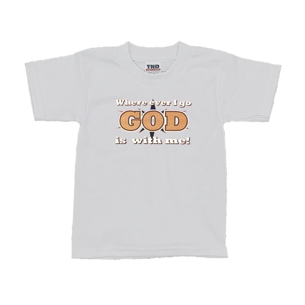 Kids T-shirt ”GOD is with me wherever I go”